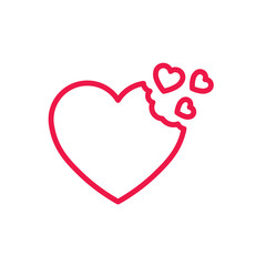 Obraz premium fly hearts thin line red icon on white background, happy valenti