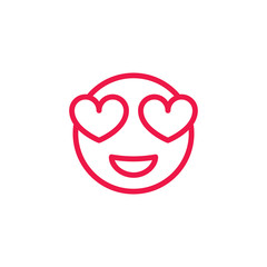  emotion smile thin line red icon on white background, happy val