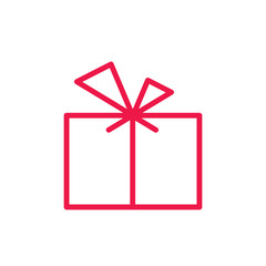 box gift thin line red icon on white background, happy valentine