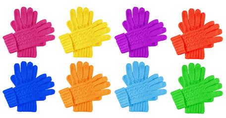Woolen gloves isolated - colorful
