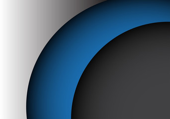 Abstract blue shape curve on metal gray design modern background vector illustration.