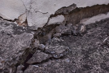 The broken concrete ground in Thailand