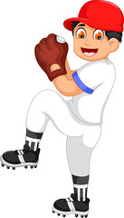 cute boy cartoon playing cricket