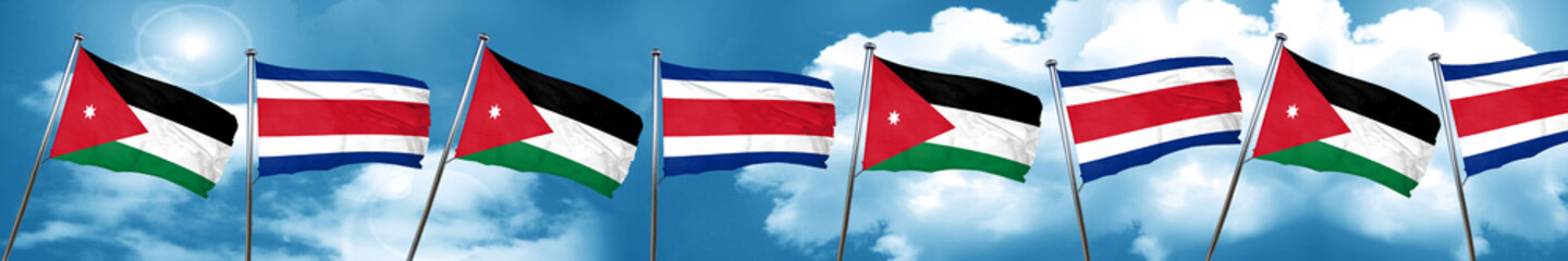 Jordan flag with Costa Rica flag, 3D rendering
