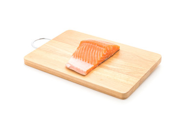fresh salmon on wood board