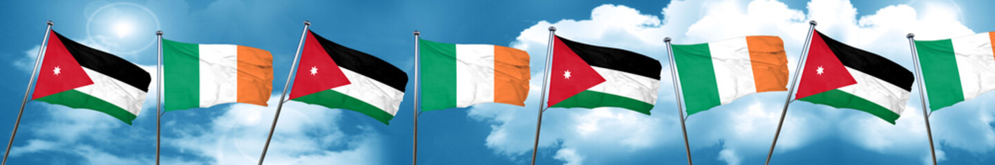 Jordan flag with Ireland flag, 3D rendering