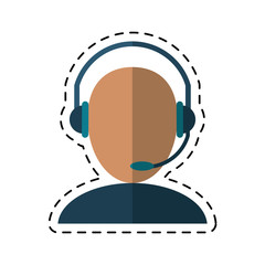 avatar headset service call center talk-dotted line vector illustration eps 10