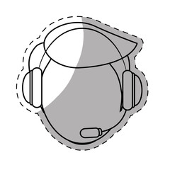 call center telemarketing tech service worker wearing headset icon image vector illustration design 