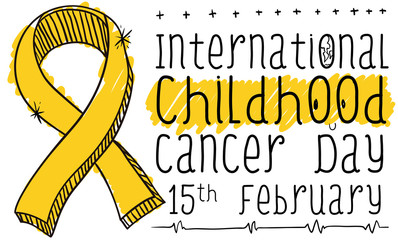 Golden Doodle Lace Commemorating International Childhood Cancer Day, Vector Illustration