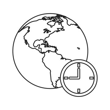 global world clock business concept thin line vector illustration eps 10