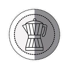 monochrome sticker contour in circular dot line with glass jar of coffee with handle vector illustration