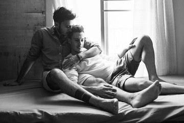 Gay Couple Love Home Concept