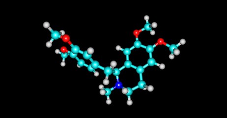 Laudanosine molecular structure isolated on black