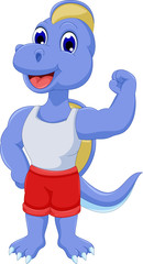 cute dinosaur athlete cartoon posing