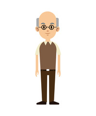 senior man bald with glasses and vest vector illustration eps 10