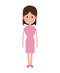 woman brunette pink dress beauty vector illustrationeps 10