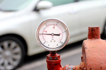 Closeup of a pressure meter