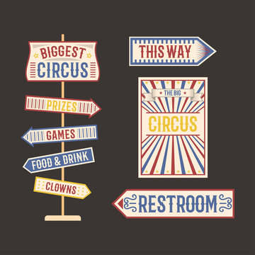 Circus vintage label banner vector illustration.
