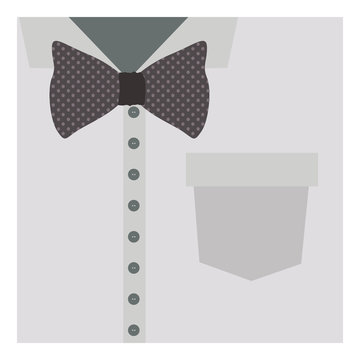 close up formal shirt with bow tie vector illustration