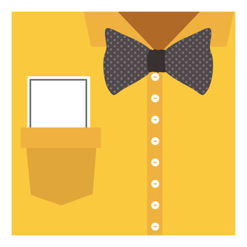 close up formal shirt with bow tie and note vector illustration