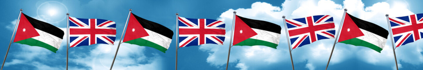Jordan flag with Great Britain flag, 3D rendering