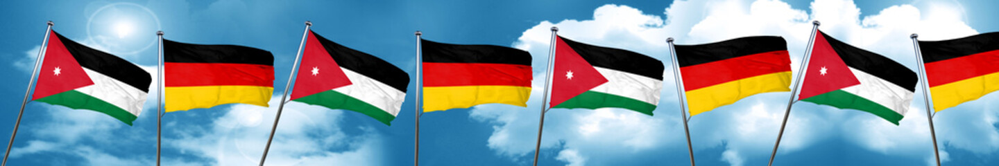 Jordan flag with Germany flag, 3D rendering