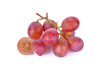 Red grapes on a white background