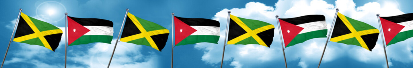 Jamaica flag with Jordan flag, 3D rendering