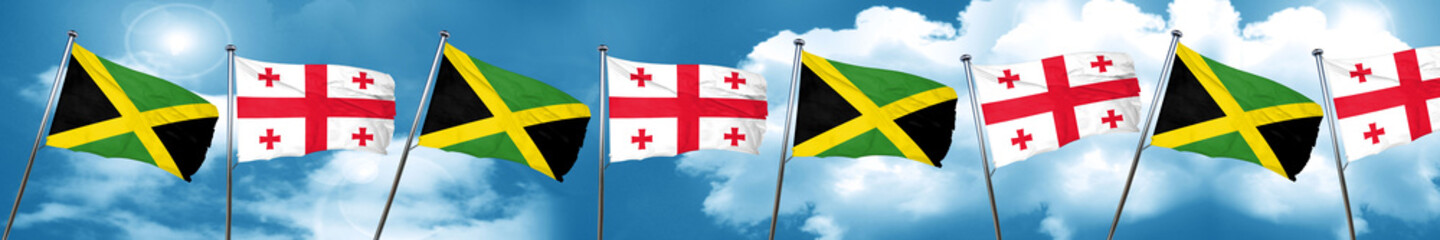 Jamaica flag with Georgia flag, 3D rendering