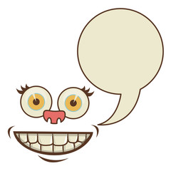 face cartoon gesture with dialogue callout box vector illustration