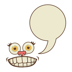 face cartoon gesture with dialogue circular box vector illustration