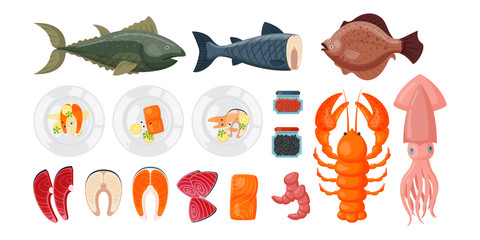 Sea food vector illustration.