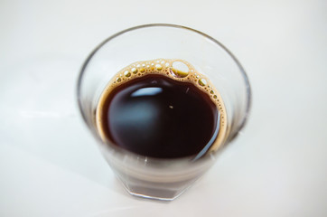 Barista making a cup of coffee soft focus image .