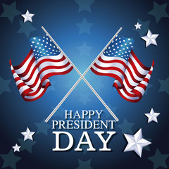happy president day crossed flag symbol star background vector illustration eps 10
