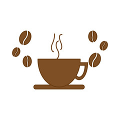 brown cup of coffee icon image, vector illustration