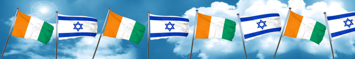 Ivory coast flag with Israel flag, 3D rendering