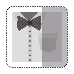 sticker close up formal shirt with bow tie vector illustration