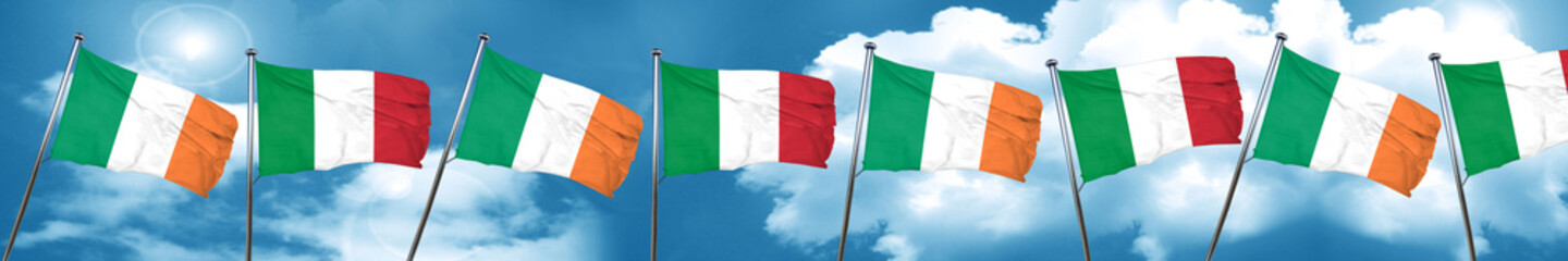 Naklejka na ściany i meble Ireland flag with Italy flag, 3D rendering