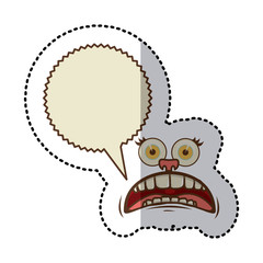 sticker colorful face cartoon gesture with dialogue scream callout vector illustration