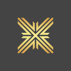 Abstract gold decorative element, pattern, cross