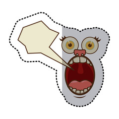 sticker colorful face cartoon gesture with dialog abstract box vector illustration