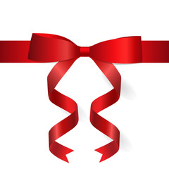 Shiny red ribbon. Vector illustration