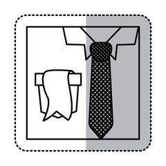 sticker silhouette with close up formal shirt with dotted necktie and label in pocket vector illustration