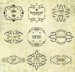 labels set menu for restaurants and cafe, vector illustration