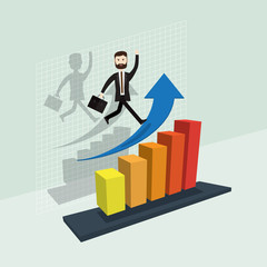 Business success blue arrow growth it isometric vector illustrat