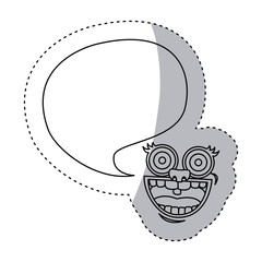 sticker contour face cartoon gesture with dialog big callout box vector illustration