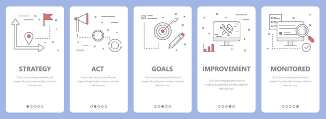 Vector set of thin line flat design action plan concept banners