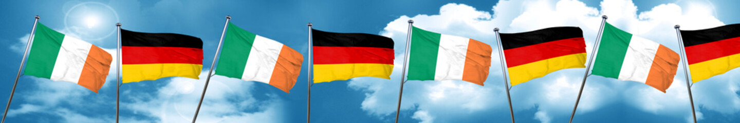Ireland flag with Germany flag, 3D rendering