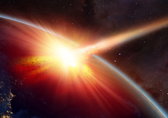 Attack of the asteroid on the Earth 