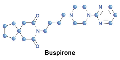 Buspirone is an anxiolytic psychotropic drug of the azapirone chemical class. It is primarily used to treat generalized anxiety disorder 